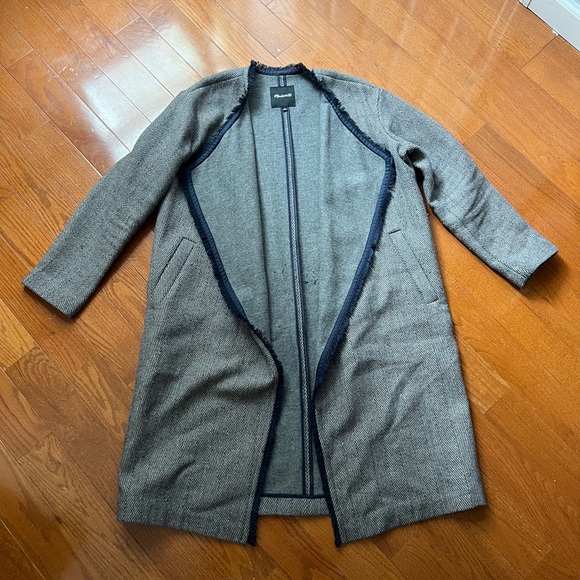 Madewell Fringed Herringbone Robe Coat - Picture 3 of 7